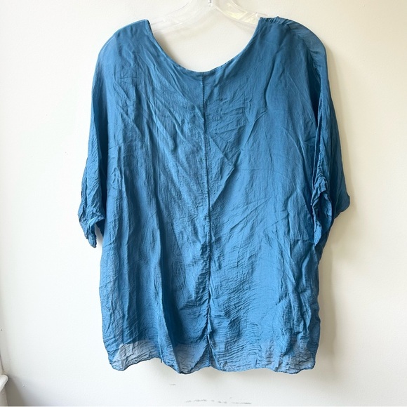 Tina Stephens silk and viscose layered raw edge flowy blouse - Picture 5 of 6